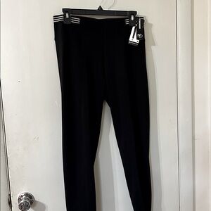 NWT New Directions Stylish Black Leggings featuring a black and white waistband.